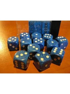 Dobókocka - 6 Oldalú 16mm-es Pöttyös, 12db-os Szett Plexi Dobozban - Speckled 16mm D6 With Pips Dice Blocks - Water