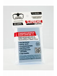 Kártyavédő fólia - 59x92mm - Supreme Sleeves for Board Game Cards Standard European (A fólia mérete: 62 x 94mm) (50db)