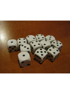 Dobókocka - 6 Oldalú 12mm-es - Opaque 12mm D6 - White/Black