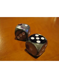 Dobókocka - Gemini 16mm D6 With Pips - Purple-steel/White