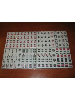 Mahjong Készlet - Professzionális, Kék Hátú, Műanyag Kövekkel - A Kövek Mérete: 34x24x19mm