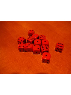 Dobókocka - 6 Oldalú 12mm-es - Opaque 12mm D6 With Pips - Red/Black