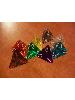Dobókocka - 4 Oldalú Átlátszó, Vegyes Szín - Translucent Polyhedral D4 Dice