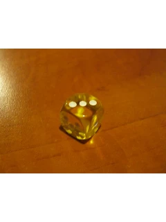 Dobókocka - 6 Oldalú 16mm-es Átlátszó - Translucent - Yellow/White