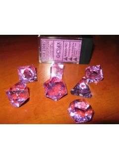 Dobókocka - Többoldalú Átlátszó Precíziós, 7db-os Szett Plexi Dobozban - Polyhedral Precision Edge 7-die Set - Amethyst (Purple)
