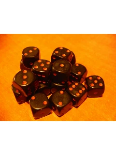 Dobókocka - 6 Oldalú 12mm-es - Opaque 12mm D6 With Pips - Black/Red