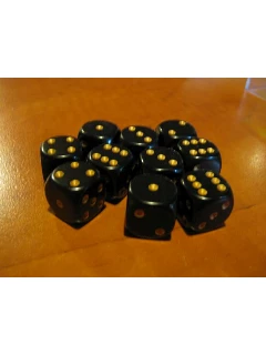 Dobókocka - 6 Oldalú 16mm-es - Opaque 16mm D6 - Black/Gold
