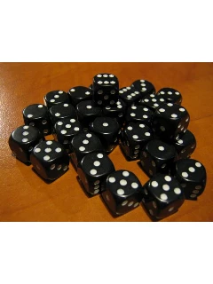 Dobókocka - 6 Oldalú 12mm-es - Opaque 12mm D6 - Black/White