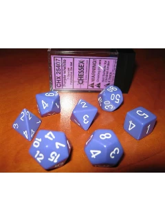 Dobókocka - Többoldalú, 7db-os Szett Plexi Dobozban - Opaque Polyhedral 7-die Sets - Purple/White