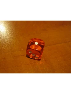 Dobókocka - 6 Oldalú 16mm-es Átlátszó - Translucent - Orange/White