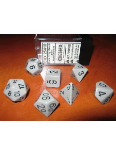 Dobókocka - Többoldalú, 7db-os szett plexi dobozban - Opaque Polyhedral 7-Die Sets - Grey/black