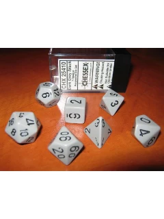 Dobókocka - Többoldalú, 7db-os Szett Plexi Dobozban - Opaque Polyhedral 7-die Sets - Grey/Black