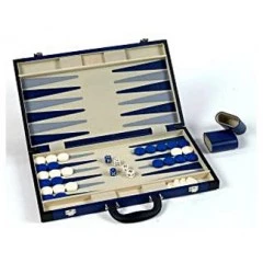 Backgammon - kék műbőr koffer (45cm)