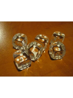 Dobókocka - 6 Oldalú 16mm-es Átlátszó - Translucent - Clear/White