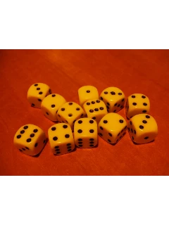 Dobókocka - 6 Oldalú 12mm-es - Opaque 12mm D6 - Yellow/Black