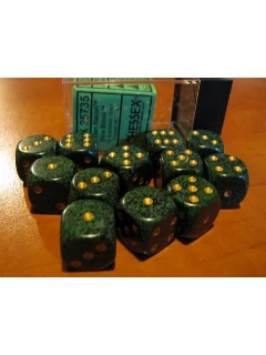 Dobókocka - 6 Oldalú 16mm-es Pöttyös, 12db-os Szett Plexi Dobozban - Speckled 16mm D6 With Pips Dice Blocks - Golden Recon