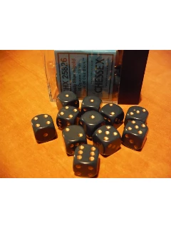Dobókocka - 6 Oldalú 12mm-es, 36db-os Szett Plexi Dobozban - Opaque 12mm D6 With Pips Dice Blocks - Dusty Blue W/Cooper