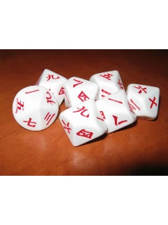 Dobókocka - 10 oldalú japán számozású dobókocka - Japanese Numbered 1-10 White/red d10