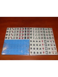 Mahjong Készlet - Professzionális, Kék Hátú, Műanyag Kövekkel - A Kövek Mérete: 36x26x19mm