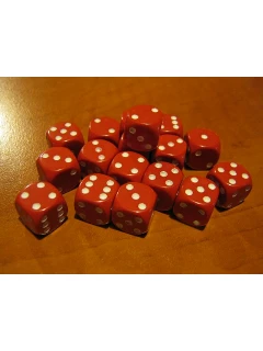 Dobókocka - 6 Oldalú 12mm-es - Opaque 12mm D6 - Red/White