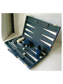 Backgammon - Kék Műbőr Koffer (38cm)