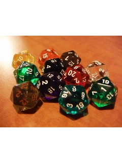Dobókocka - 20 Oldalú Átlátszó, Vegyes Szín - Translucent Polyhedral D20 Dice