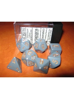 Dobókocka - Többoldalú, 7db-os szett plexi dobozban - Opaque Polyhedral 7-Die Sets - Dark Grey/copper