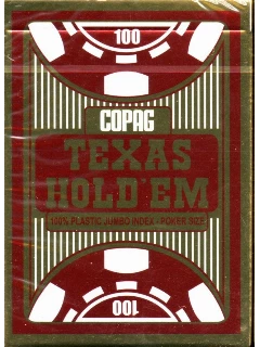 Póker - Copag Texas Hold Em Gold 100% Plasztik Póker Kártya - 2 Jumbo Index - 1 Csomag - Piros
