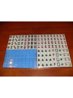 Mahjong Készlet - Professzionális, Kék Hátú, Műanyag Kövekkel - A Kövek Mérete: 40x29x21mm