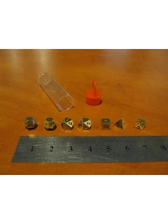 Dobókocka - Többoldalú, 7db-os Micro Metal Arany Bevonatú Szett - Micro Metal Sets Gold Plated 7-die Set
