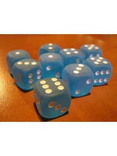 Dobókocka - 6 Oldalú 16mm-es - Signature 16mm D6 - Frosted - Caribbean Blue/White
