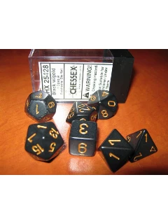 Dobókocka - Többoldalú, 7db-os szett plexi dobozban - Opaque Polyhedral 7-Die Sets - Black/gold