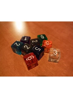 Dobókocka - 6 Oldalú Számos Átlátszó, Vegyes Szín - Translucent Polyhedral D6 Dice