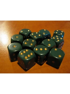 Dobókocka - 6 Oldalú 16mm-es - Opaque 16mm D6 - Dusty Green/Gold
