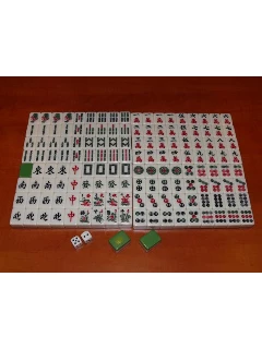 Mahjong Készlet - Professzionális, Zöld Hátú, Műanyag Kövekkel - A Kövek Mérete: 32x24x18mm