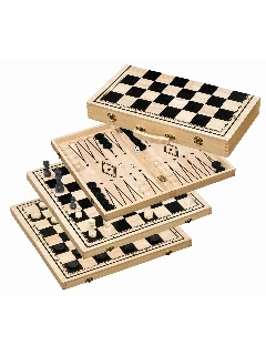 Sakk Backgammon Dáma Szett Mdf - 470 X 263 X 60 Mm, Mező 50mm, Király 100 Mm