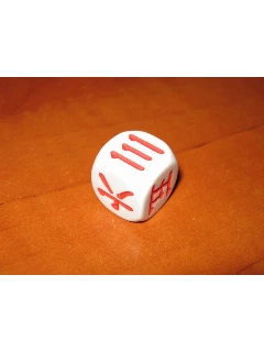 Dobókocka - 6 Oldalú 15mm-es, Japán Számozású Dobókocka - Japanese Numbered 1-6 White/Red D6 15mm