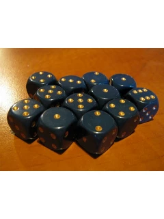 Dobókocka - 6 Oldalú 16mm-es - Opaque 16mm D6 - Dusty Blue/Gold