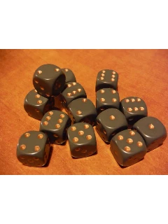 Dobókocka - 6 Oldalú 12mm-es - Opaque 12mm D6 With Pips - Dark Grey W/Cooper