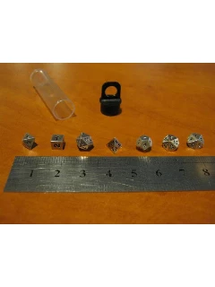 Dobókocka - Többoldalú, 7db-os Micro Metal ezüst bevonatú szett - Micro Metal Sets Silver Plated 7-Die Set