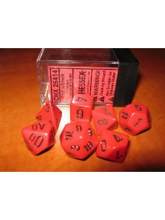 Dobókocka - Többoldalú, 7db-os szett plexi dobozban - Opaque Polyhedral 7-Die Sets - Red/black