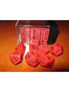 Dobókocka - Többoldalú, 7db-os Szett Plexi Dobozban - Opaque Polyhedral 7-die Sets - Red/Black