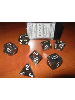 Dobókocka - Többoldalú Átlátszó, 7db-os Szett Plexi Dobozban - Translucent Polyhedral 7-die Sets -smoke/White