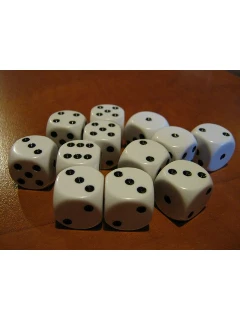 Dobókocka - 6 Oldalú 16mm-es - Opaque 16mm D6 - White/Black