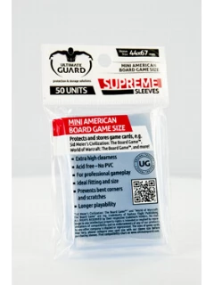 Kártyavédő fólia - 41x63mm - Supreme Sleeves for Board Game Cards Mini American (A fólia mérete: 44 x 67mm) (50db)