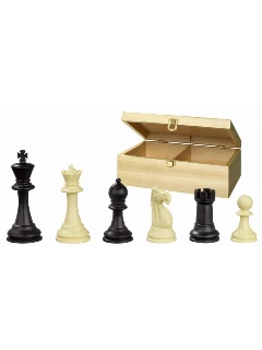 Sakkfigura Szett Fa - Nerva, Fekete-krém, Fa Dobozban, Király 95 mm