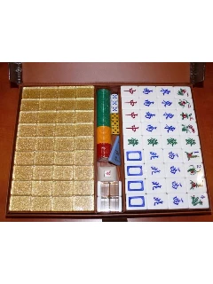 Mahjong Készlet - Professzionális, Arany „Crystal” Kövekkel - A Kövek Mérete: 37x28x22mm