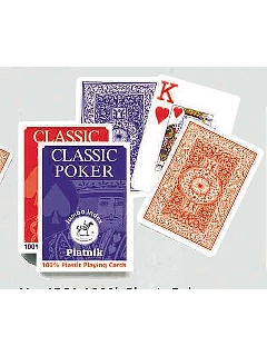 Póker - Piatnik 100% Plasztik Kártya 1x55lap - Piros Hátlap - 2 Nagy Index