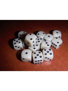 Dobókocka - 6 Oldalú 12mm-es - Opaque 12mm D6 With Pips - Ivory/Black