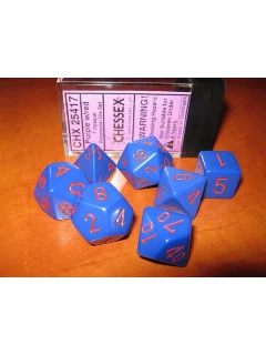 Dobókocka - Többoldalú, 7db-os szett plexi dobozban - Opaque Polyhedral 7-Die Sets - Purple/red